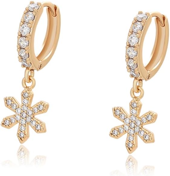 XUPING Cubic Zirconia Dangle Hoop Earrings for Women 18K Gold Plated Sparkly Fashion Jewelry