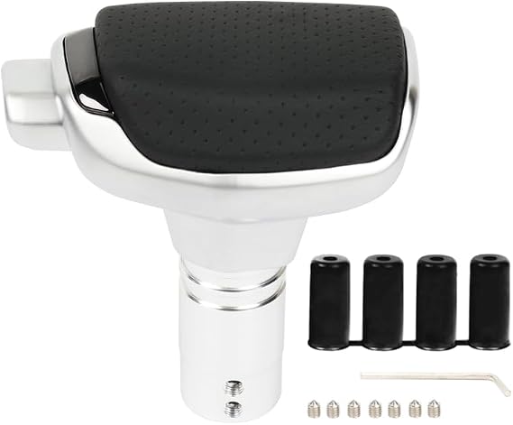 Gear Shift Knob, PU Leather Metal Automatic Car Gear Stick Shift Knob,P Black