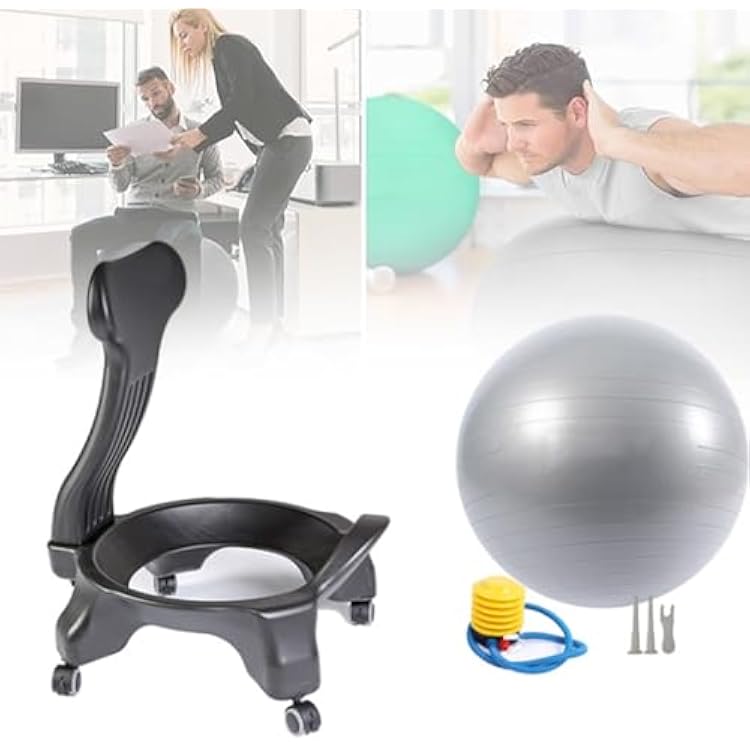 Office Desk Yoga Ball Chair,Exercise Balance Ball,for Back Pain ReliefGood Sitting,Home and Office Grey