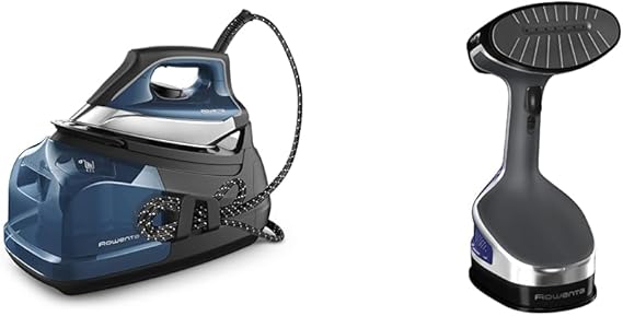 Rowenta Perfect Steam Pro Stainless Steel Soleplate Professional Steam Station & X-Cel Handheld Steamer for Clothes Medium 25-Second Fast Heat-Up, Powerful Dewrinkling Steam