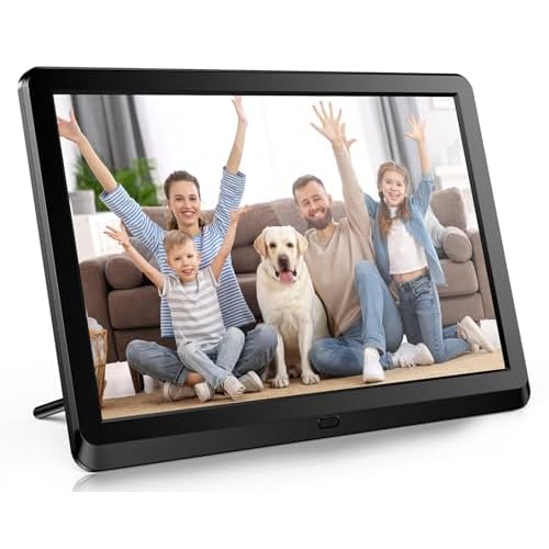 10 Inch Digital Picture Frame with IPS Screen, Smart Digital Photo Frames Electronic Picture Frame Slideshow with IPS Screen Remote Control Easy Setup and Share Photos Video for Friends and Family
