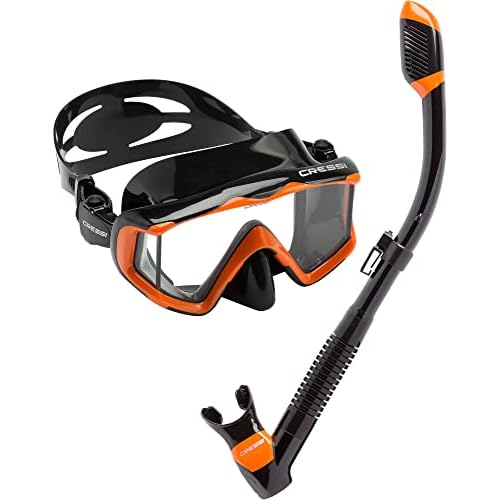 Cressi Panoramic Wide View Mask & Dry Snorkel Kit for Snorkeling, Scuba Diving - Pano 3 & Supernova Dry: Designed in Italy