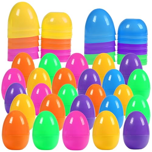 30Pcs Fillable Easter Eggs, 2.36 Plastic Bright Easter Eggs Empty Bulk Assortment, Perfect for Easter Egg HuntSurprise Egg