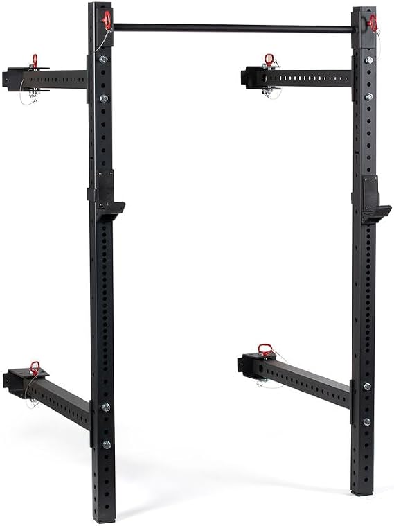 Titan Fitness X-3 Series 82-inch Wall Mounted Folding Power Rack, Space Savings Rack, Folds up to 8" from the Wall