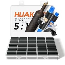 5:1 Heat Shrink Tubing Kit, Industry-Leading 5:1 Ratio Shrink Wrap Tubing Adhesive Lined, Heat Shrink Wire Connectors, Marine Grade Dual Wall, Waterproof Electrical Wire Tube Connectors(Black)