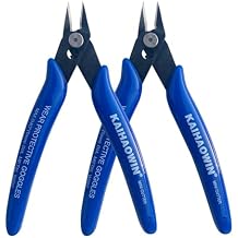 KAIHAOWIN Micro Wire Cutters with Spring, 2 Pack, 5 inch Precision Mini Flush Cutters Bulk, Nippers, Flush Cutting Pliers, Wire Snips, Small Side Cutters for Electronics Crafts Jewelry-Blue