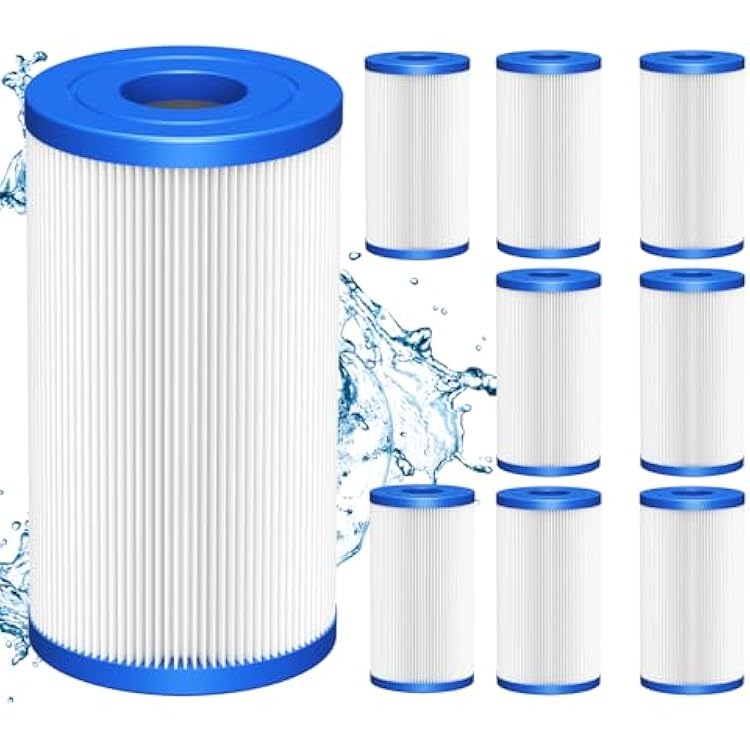 8 PACK 20 Micron 5 x 2.5 Water Filter Replacement Cartridge Compatible with Most Cold Plunge System, Ice Bath, Ice Pod, Water Chiller, Under-Sink Filters