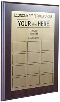Perpetual Plaques - Great for Employee of The Month, Sponsered and Donated by Plaques and Sporting Awards. Order All Small Plates Now, or One at a Time Later (10.5 x 13 Economy)