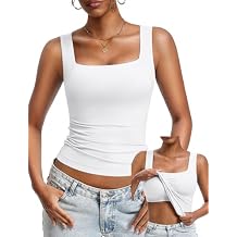 Avidlove Womens Built in Bra Tank Tops Double Lined U Neck Strechy Basic Summer Trendy Going Out Top