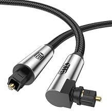 EMK 90 Degree Optical Cable 360 Degree Free-Rotating Fiber Optic Cable Toslink Male to Male Cable for Home Theater, Soundbar, Gaming Console, Speaker(10FT/3M)