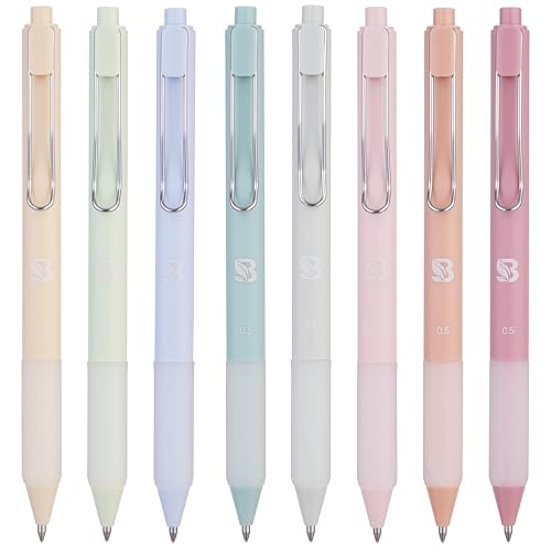 BLIEVE - Gel Pens With Cool Matte Finish, Aesthetic and Cute Pens With Smooth Writing For Journaling And Bible Note Taking No Bleed Through, Cute School Supplies 8 Pack Black Ink