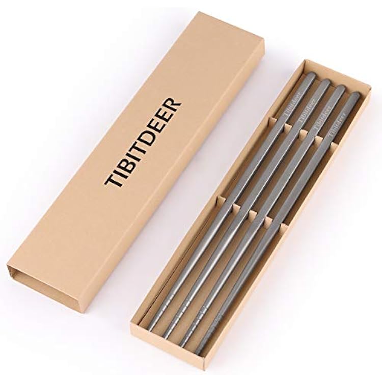 Titanium Chopsticks, 2 Pairs 9 Inch Reusable Dishwasher Safe Lightweight Chopsticks, Matte Polished