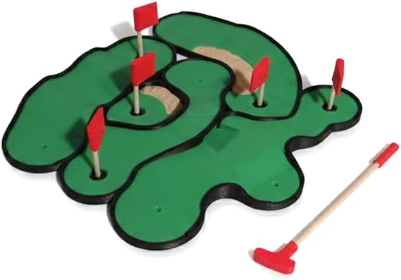 Desktop Mini Golf Set, 5-Hole Office Putting Course with Putter, Balls, Flags, Sand