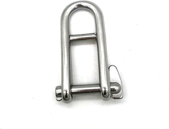 JY-Marine Stainless Steel Key Pin Shackle with Self-Locking Pin Heavy Duty Halyard Flat D Boat Shackle with Bar,Safty Pin (5/16") 8MM Silver Tone