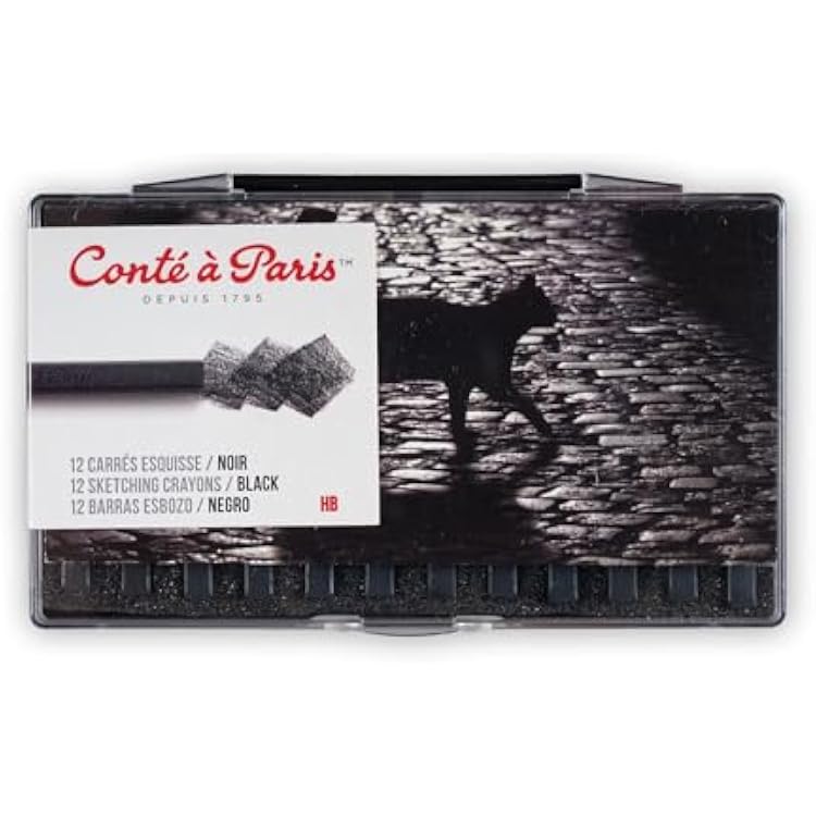 Conte a Paris 12 Count B Sketching Crayons Set, Black