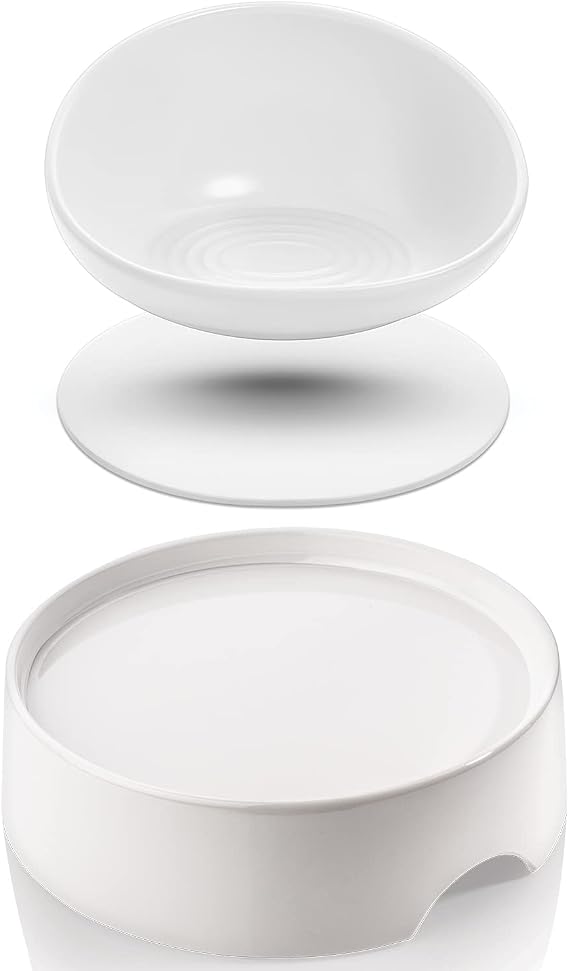 CatGuru Food Table and Ceramic Bowl Bundle