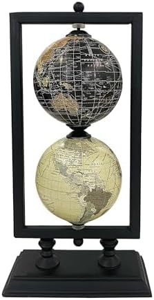 Rely+ Set of 2 4'' World Globe Sturdy Metal Stand (NOT PLASTIC!) - Rotating Desktop Globes For Geographic Home Desk Table Office Decor Gift - Book Shelf Decor World Globe - Portrait