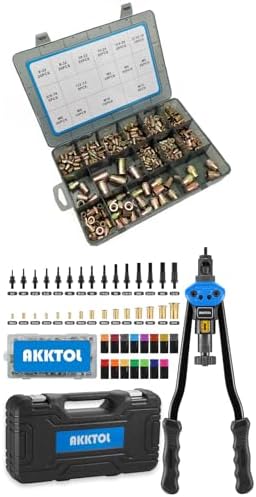 AKKTOL Rivet Nut Tool 16" Rivet Nut Assortment Kit in a Sturdy Plastic Case