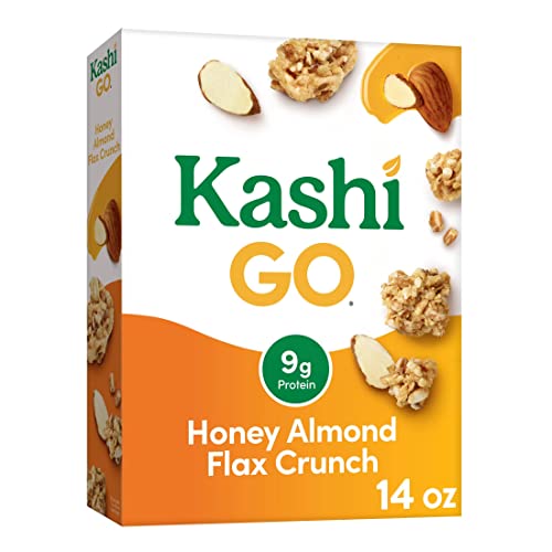 Kashi GO Breakfast Cereal, Fiber Cereal, Family Breakfast, Honey Almond Flax Crunch, 14oz Box 1 Box