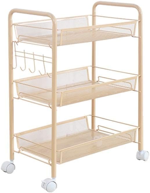 Multifunction Portable Hand Trucks,3-Tier Mesh Wire Rolling Cart Multifunction Utility Cart Kitchen Storage Cart on Wheels, Steel Wire Basket Sheing Trolley, Easy Moving, Multi-Purpose Cart