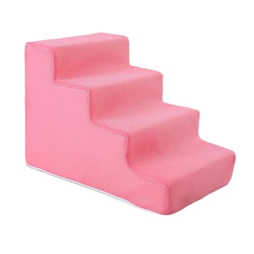 Pet Ladder, Pet Stairs, Non Slip High Density Pet Steps Ladder, Dog Steps for Small Dogs and Cats High Beds Car Couch, Pink 4 Steps