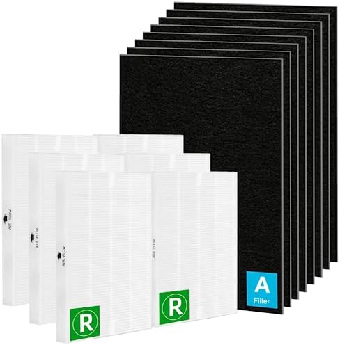 HPA300 HEPA Filter Fit for honey.well Replacement Filter HPA300 HPA300VP HPA304 HPA3300 HPA5300 HPA8350 6 Pack True HEPA Filters R & 8 Pack Pre-cut Activated Carbon Filters A 6R8A Fetechmate