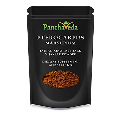 Ayurveda Pterocarpus Marsupium Powder 227g  8 oz Vijaysar Powder, Bijasar Churna, Indian Kino Tree Wild Crafted, Gluten Free, Lactose Free, GMO Free, Pure Herbal Dietary Supplement.