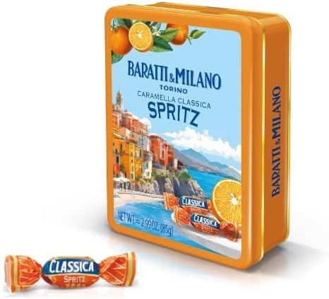 SPRITZ Classica Candy in TIN with Sorrento View 85g | Baratti & Milano Premium Historical Italian Brand in Torino, Piedmont | Gluten Free.