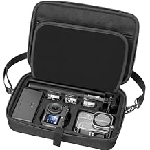 AMAZEAR Carrying Case for DJI Osmo Action 6 Accessories, Compact Hard Shell Carry Bag with Shoulder Strap, Portable Camera Case for Travel, Organization, Storage, Protection, Black