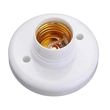 White E27 Round Plastic Screw Light Bulb Lamp Socket Holder, Light Sockets, White (1 Count)