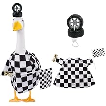 CAMDUCK Porch Goose Racing Outfits Race Car Driver Outfit Costume Racer Checkered Goose Clothes for Cement Lawn Geese