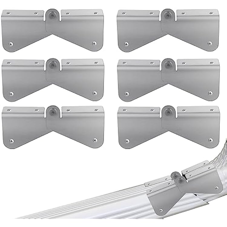 6pcs Gutter Extension Hinge, Stainless Steel Downspout Extension Hinge Zip Flip-Up Hinge Guttering Extension Can Easy DIY Installation on Any Size Rectangular or Square Downspout