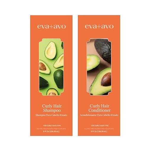 Eva  Avo Curly Hair Shampoo and Conditioner Combo Curl Defining & Frizz Control Hair Care Set