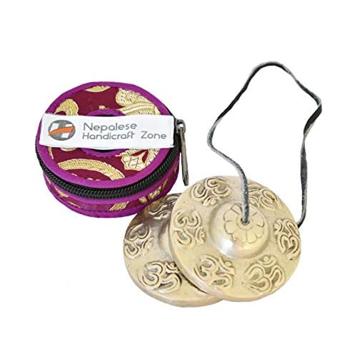 NHZ Tingsha Tibetan Meditation BellFinger Cymbals with free Silk Case Silver