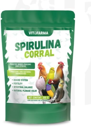 Spirulina Powder 300g - Immune Supplement for Poultry and Birds - Multivitamin with Antioxidants for Chickens, Chickens, Pigeons, Parrots and More - Natural Immune Booster