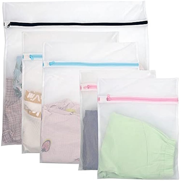 Casaphoria 5Pcs Bra Laundry Bags for Washing Machine, Large Travel Lingerie Laundry Bags for Dirty Clothes, Underwear Mesh Wash Bags for Delicates
