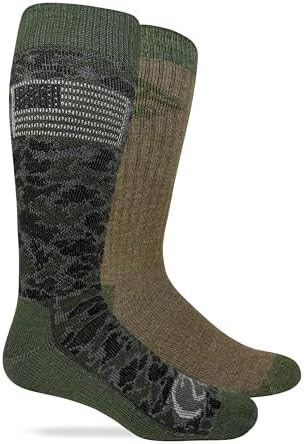 Ducks Unlimited Mens Ameri Camo Merino Wool Blend Boot Socks 2 Pair Pack