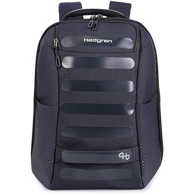 Hedgren HANDLE Laptop Backpack Ergonomic RPET Travel Backpack with RFID Protection, Rain Cover, Laptop & Accessory Storage - 19 L Peacoat Blue