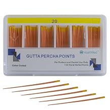 120 Pcs Dental Gutta Percha Points 0.02 Taper by Vastmed | Dental Endodontic Special Taper | #20 - Yelllow