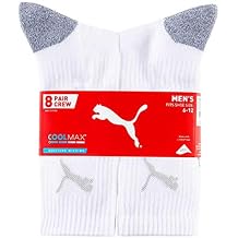 Puma Men's Crew Sock, 8 pair (White) Fits Shoe Size (6-12)