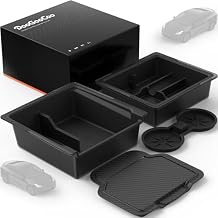 Center Console Organizer for Tesla New Model Y Juniper 2025-2026/Model 3 2024-2026 [2-Layer Design, Easy Slide] Keep Console Clutter-Free Custom Fit for Model 3 & Juniper Model Y Accessories, 4PC