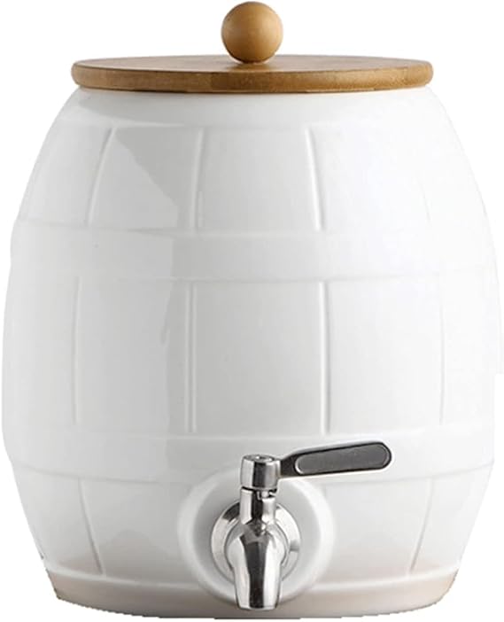 Porcelain Food Grade Ceramic Water Iced Beverage Dispenser with Stainless Steel Spigot Faucet Water Bottles Jugs,Single Kettle