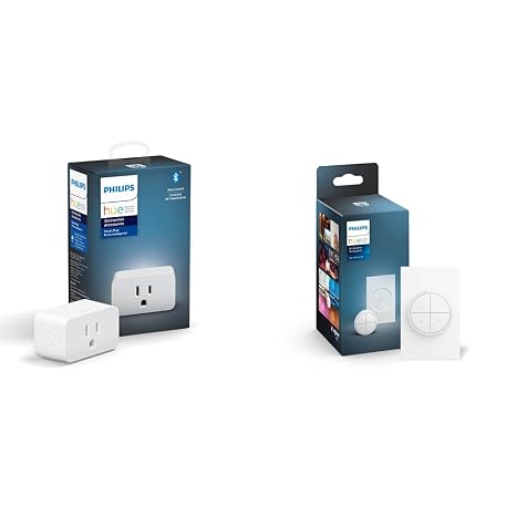 Philips Hue Smart Plug (Pack of 1) Wall Tap Dial Light Switch (Pack of 1) - Smart Home Lighting Bundle