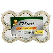 Duck EZ Start Clear Packing Tape Refills 6 Rolls of Packaging Tape for Shipping, Moving & Storage - Quiet Easy Start Tape for Boxes & Mailing Supplies, 1.88 Inch x 55 Yards (287862)