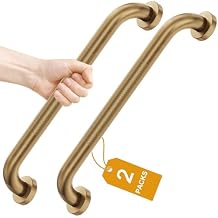 FANHAO 2 Pack Shower Grab Bar, 16 Inch Stainless Steel Bathroom Grab Bar with Anti-Slip Knurled Grip, Heavy Duty Shower Handle Bath Handle, Safety Bars for Elderly Handicapped (Champagne Bronze)