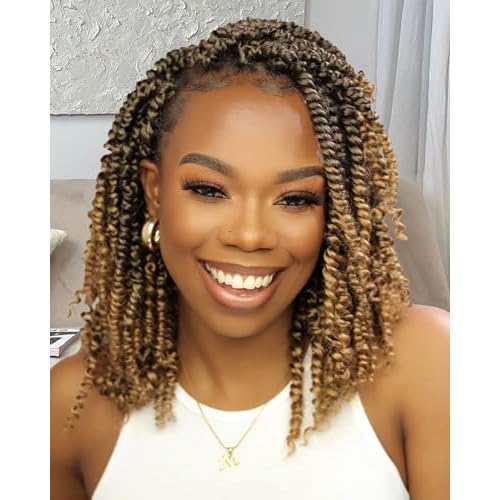 Passion Twist Hair 8 Inch 9packs Passion Twist Crochet Hair for Black Women,Pre twisted Crochet Passion Twist Hair With Curly Ends T27