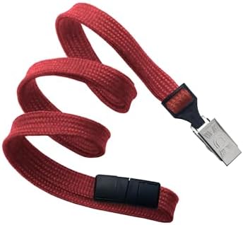 ID Card Pros Premium Flat Woven Lanyards with Breakaway, 36 inch, 25 Pack, J-Hook, Split Ring, Bulldog Clip, Multiple Colors