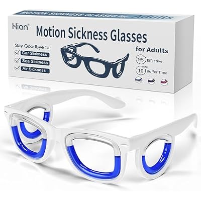 Hion Adult Anti- Motion Sickness Smart Glasses, Ultra-Light Portable Nausea Relief Liquid Glasses, Carsickness Airsickness Seasickness Glasses, Kids TravelCruise EssentialsWhite