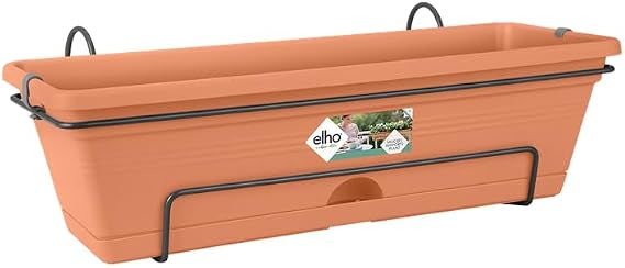Elho Green Basics Trough Allin1 50 - Planter for Balcony & Outdoor - 49.0 x H 16.5 cm - Brown/Mild Terra