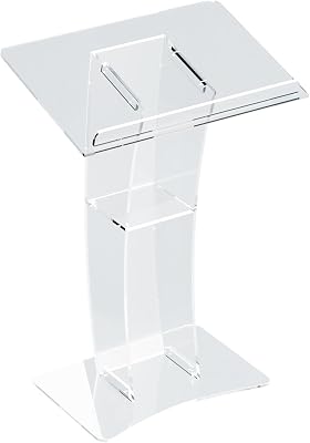 Acrylic Curved Podium Stand Transparent Lecterns for Office School Wedding Churches